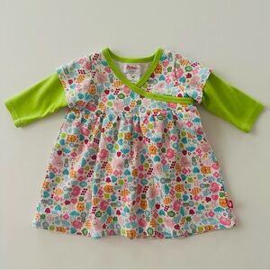 Zutano 6 Months Baby Girl Dress with Green Sleeves